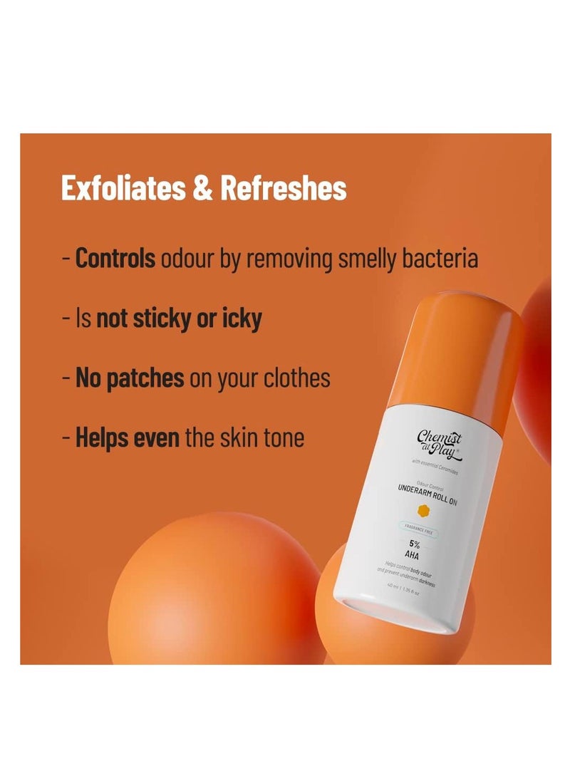 Under Armour Chemist It Play Roll On with Essential Ceramides 4% + 1% Gently Exfoliates, Whitens and Brightens Skin Fragrance Free 40ml