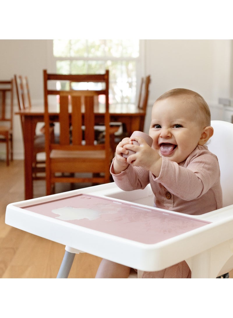 ezpz Tiny Placemat - 6 Months+ (Blush) - Non-Slip, 100% Silicone Placemat for Toddlers and Babies - Fits on Most Highchair Trays - Rolls-Up - Dishwasher Safe