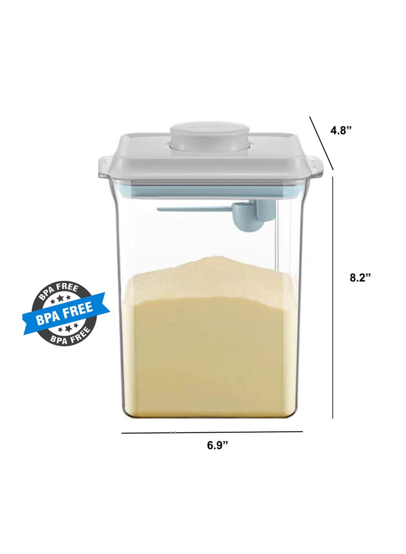 Formula Container for Baby, Formula Dispenser with Scraper and Scoop, One Button Handy 2300ml Milk Powder Container, BPA-Free Airtight Formula Storage Containers 1000g Large Capacity Transparent