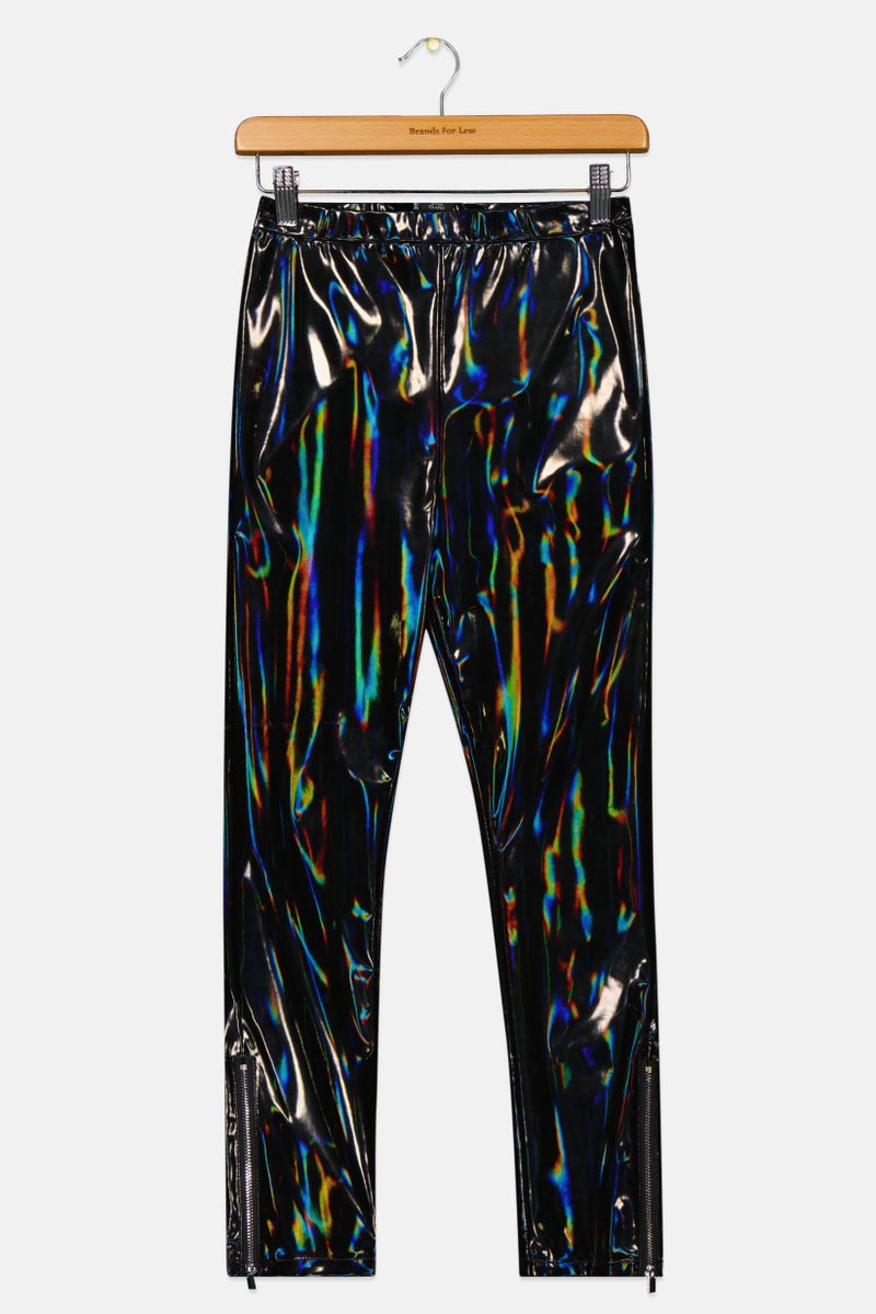 Kids Girl Glossy Patent Vinyl Pants, Black