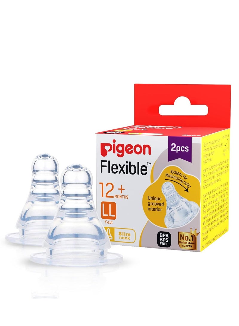 Pigeon Peristaltic Nipple LL Y Cut,for 12+ Month Babies,BPS Free,BPA Free,Pack of 2