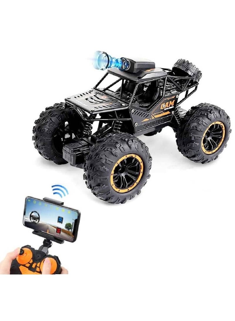 RC Car, 1:18 Remote Control Car with Camera, High Speed Alloy Off Road Truck Fast Racing Vehicle Electric Hobby Toy Car Gift for Boys Kids Teens Adults