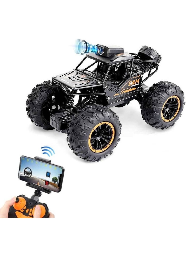 RC Car, 1:18 Remote Control Car with Camera, High Speed Alloy Off Road Truck Fast Racing Vehicle Electric Hobby Toy Car Gift for Boys Kids Teens Adults