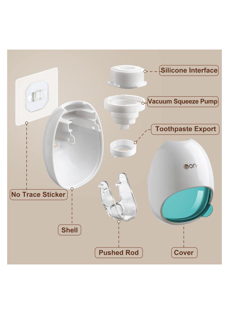 SYOSI Toothpaste Dispenser Wall Mount for Kids and Adults Automatic Toothpaste Squeezer Kit with Dustproof Cover for Bathroom Toothpaste Holder