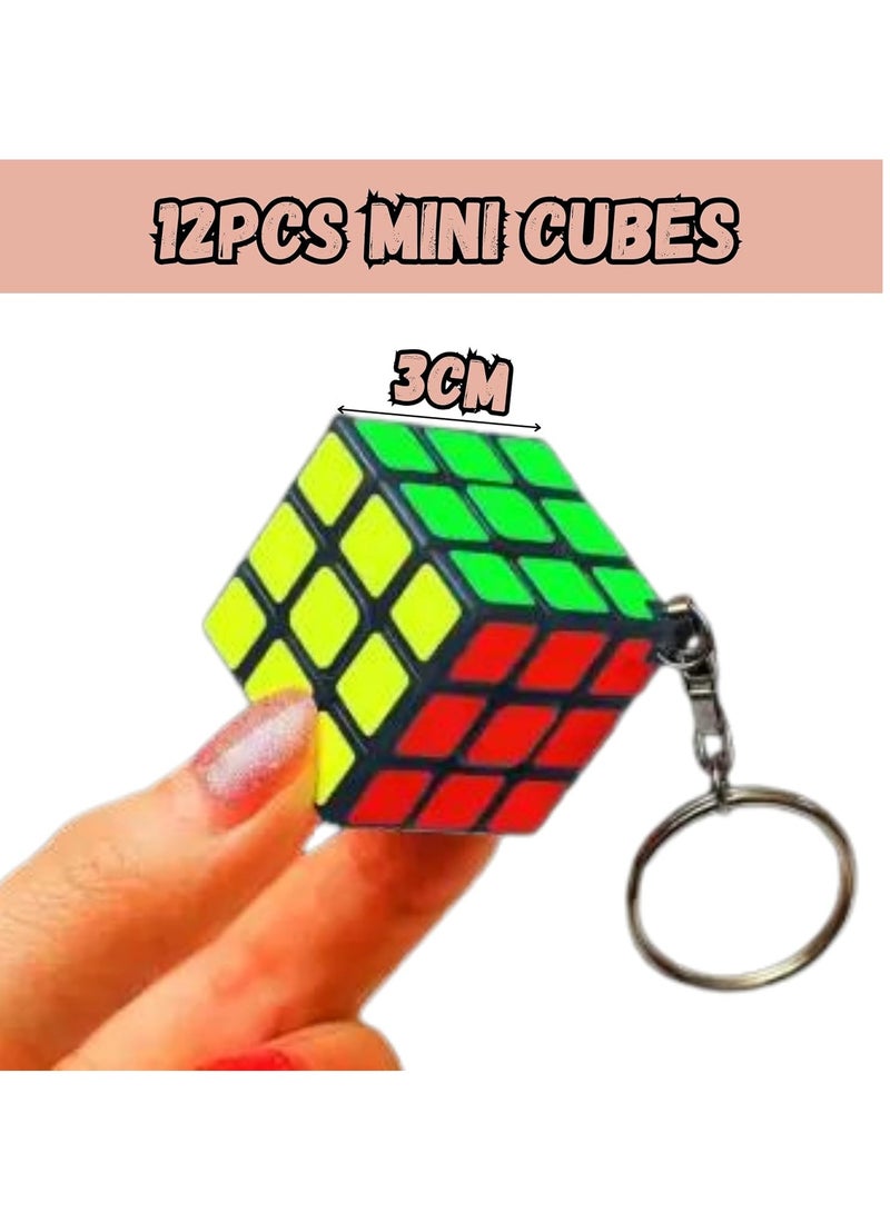 Pack of 54 Party Favors – 30 Pcs Mixed Color Bouncy Balls, 12 Pcs Mini Magic Cube Keychain Puzzles, 12 Pcs Mini Spring Toys – Fun Goodie Bag Fillers for Kids, Birthday Gifts for Ages 4-8