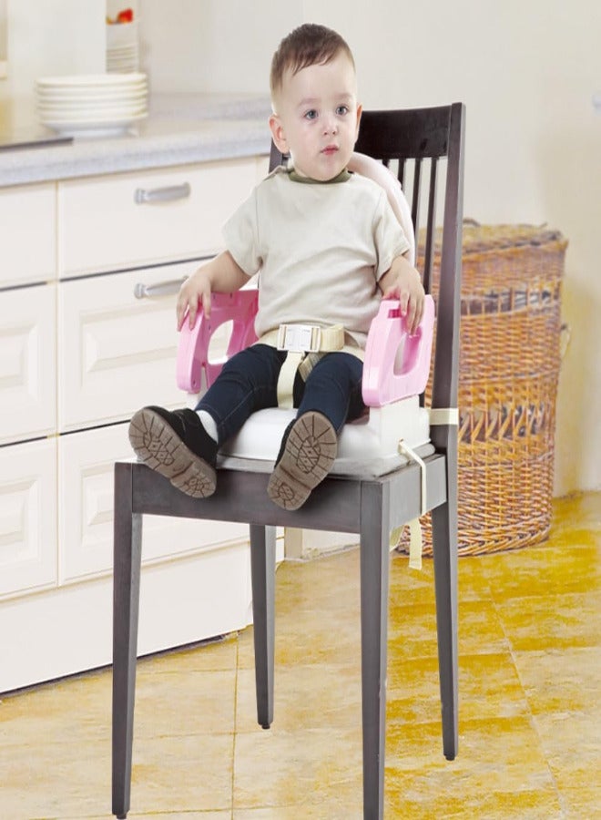 Fantastic-Kids-Toys Baby Dining Chair, 2-Level Height Adjustment, Can Be Used on Chair with 3-Point Safety Belt, Easily Foldable, Removable and Adjustable Tray, Ages 6 Months to 4 Years (Pink)