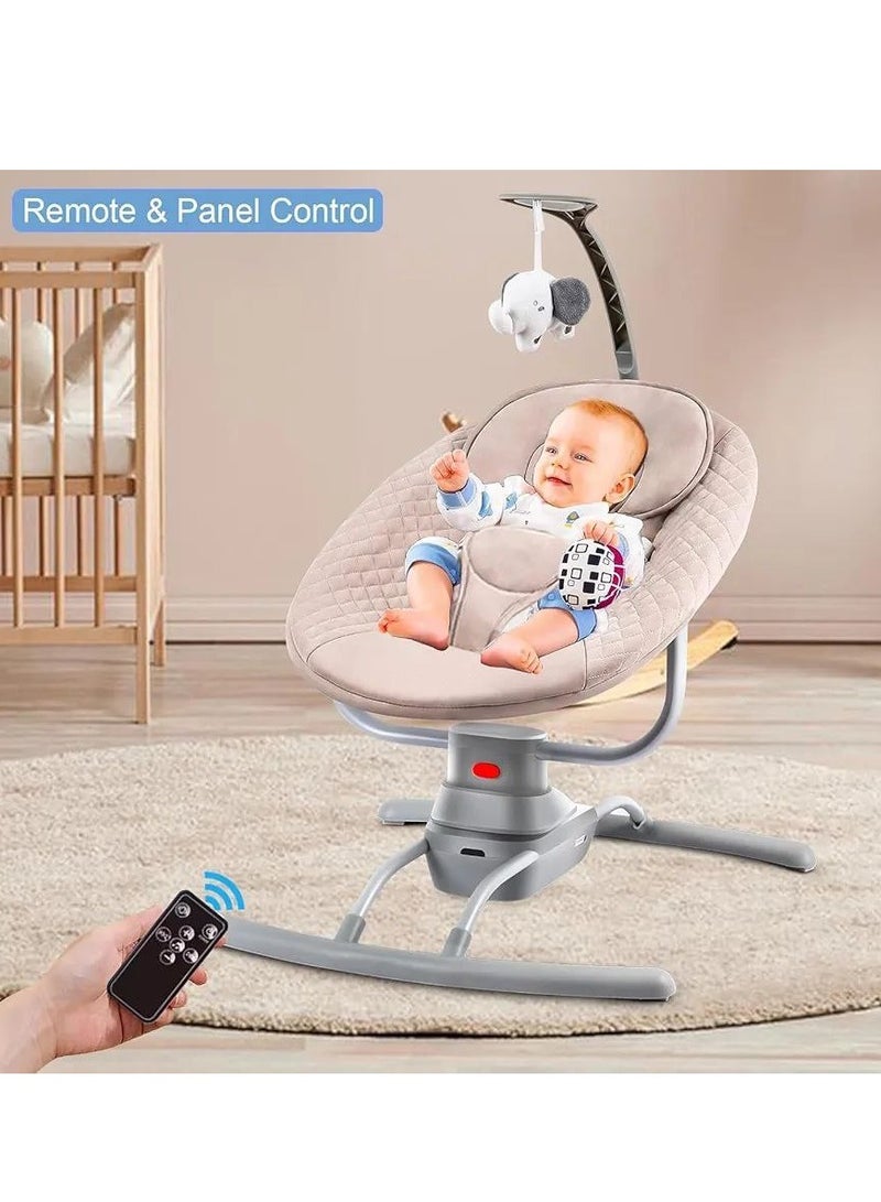 Electric baby bouncer chair baby swing chair with remote control 3 point harness 3 swing modes 8 preset lullabies soft padded newborn toddler bouncer.