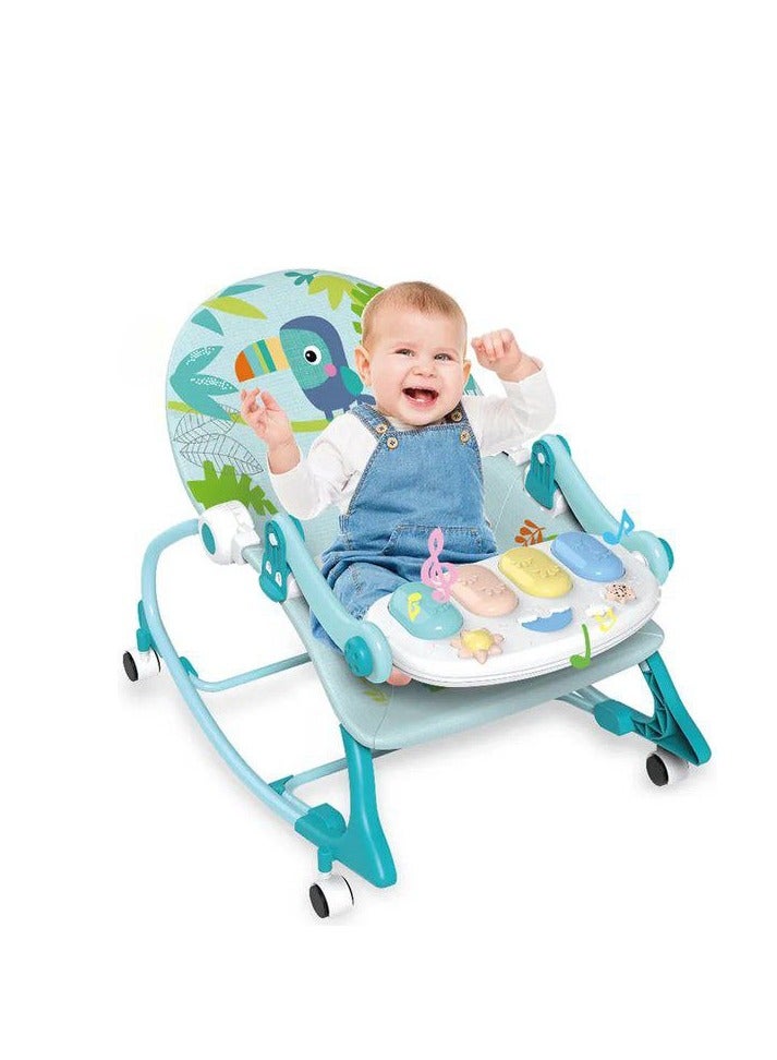 3 in 1 Baby bouncer lounger  highchair with removable wheels  adjustable backrest incl. Removable musical piano