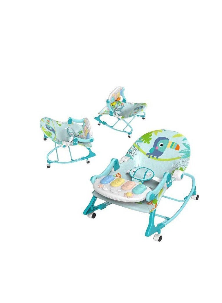 3 in 1 Baby bouncer lounger  highchair with removable wheels  adjustable backrest incl. Removable musical piano