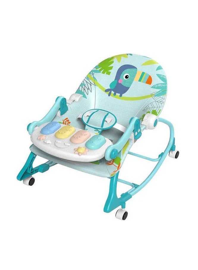 3 in 1 Baby bouncer lounger  highchair with removable wheels  adjustable backrest incl. Removable musical piano