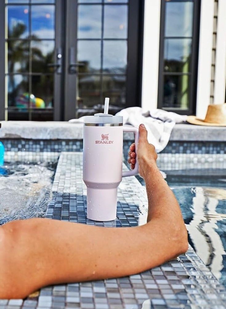 Stanley Quencher H2.0 FlowState Tumbler 40 OZ Rose Quartz Stainless Steel Vacuum Insulated with 3-Position Lid and Straw Perfect for Water Iced Tea Coffee On-the-Go Hydration Ideal Gift Stanley Cup