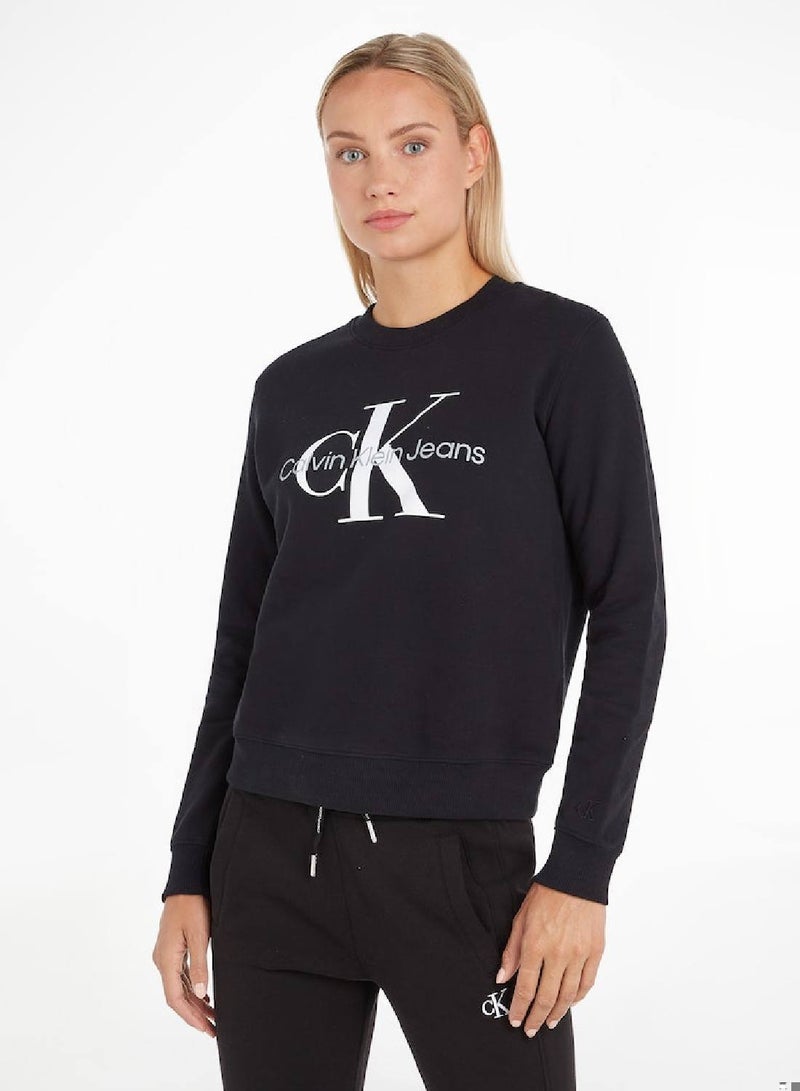 Calvin Klein Jeans Women's Sweatshirt - Sportswear - Cotton , Black