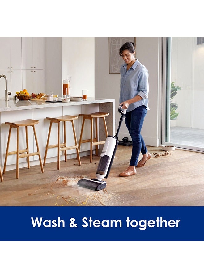 Floor One S5 Steam Wet and Dry Corded Vacuum Cleaner and Steam Mop, suction with iLoop Smart Sensor Technology and screen, Streak-Free and Self-Cleaning Dual Tank Feature 0.7 L 220 W SW101000UK Black/White