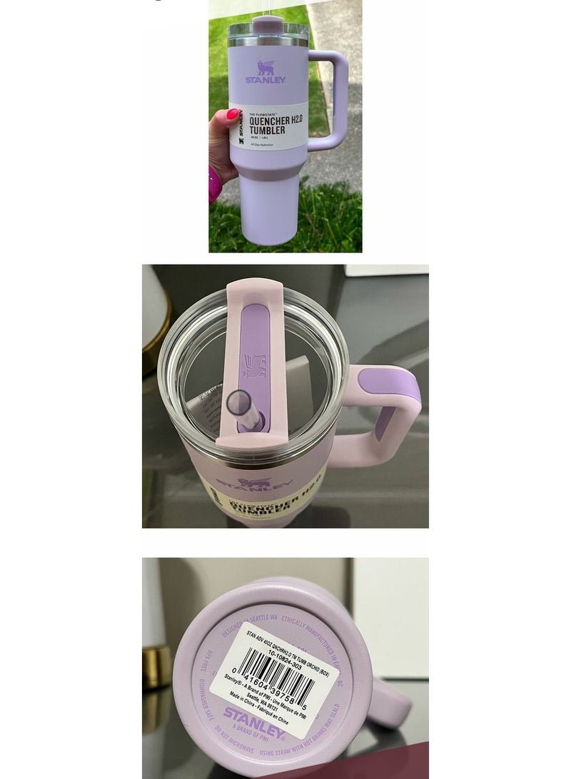 Stanley Quencher H2.0 FlowState 40 oz Stainless Steel Vacuum Insulated Tumbler with Advanced Lid & Reusable Straw - Orchid, Best for Water, Iced Tea, Coffee & Smoothies - Perfect Stanley Cup Gift