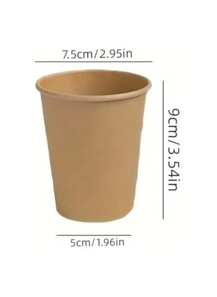 [100 Pack] 9 oz Unbleached Kraft Brown Paper Cups - Eco-Friendly Disposable Hot and Cold Beverages for Water