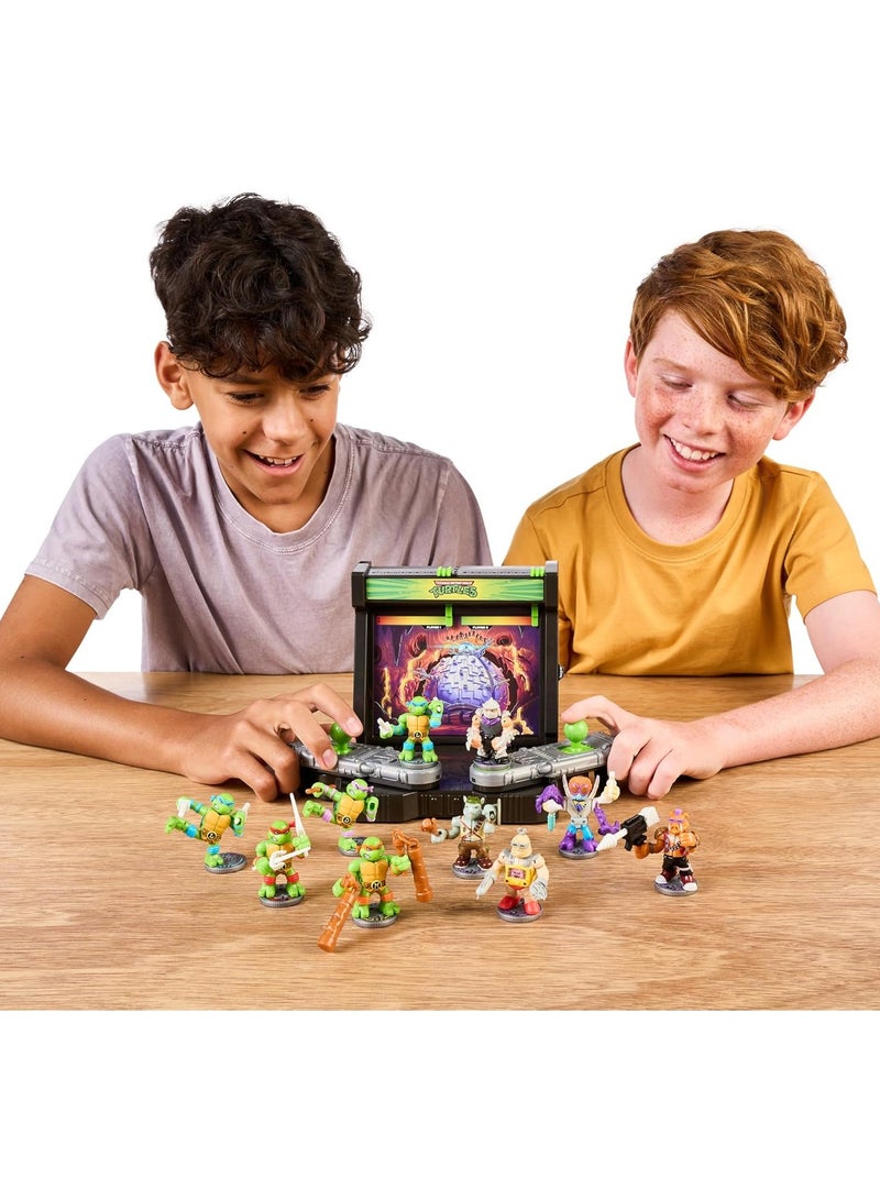 Teenage Mutant Ninja Turtles Battle Arena with 35+ Battle Sound Effects and 2 Exclusive Battling Mini Warriors - Leonardo and Shredder