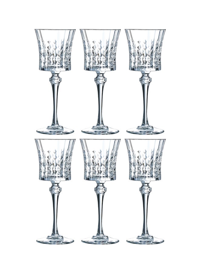 6-Piece Lady Diamond Stem Glass Set Clear 6x270ml