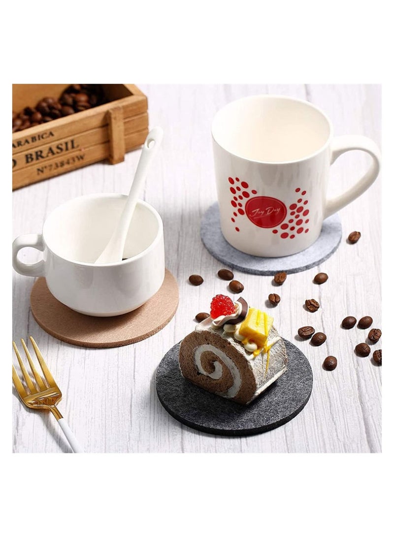 10 Pack Round Felt Coasters Non Slip Washable Double Sided Home Drink Mats for Hot and Cold Beverages Coffee Tea Set