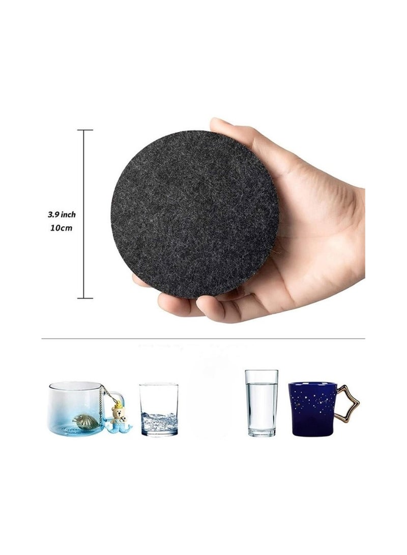 10 Pack Round Felt Coasters Non Slip Washable Double Sided Home Drink Mats for Hot and Cold Beverages Coffee Tea Set