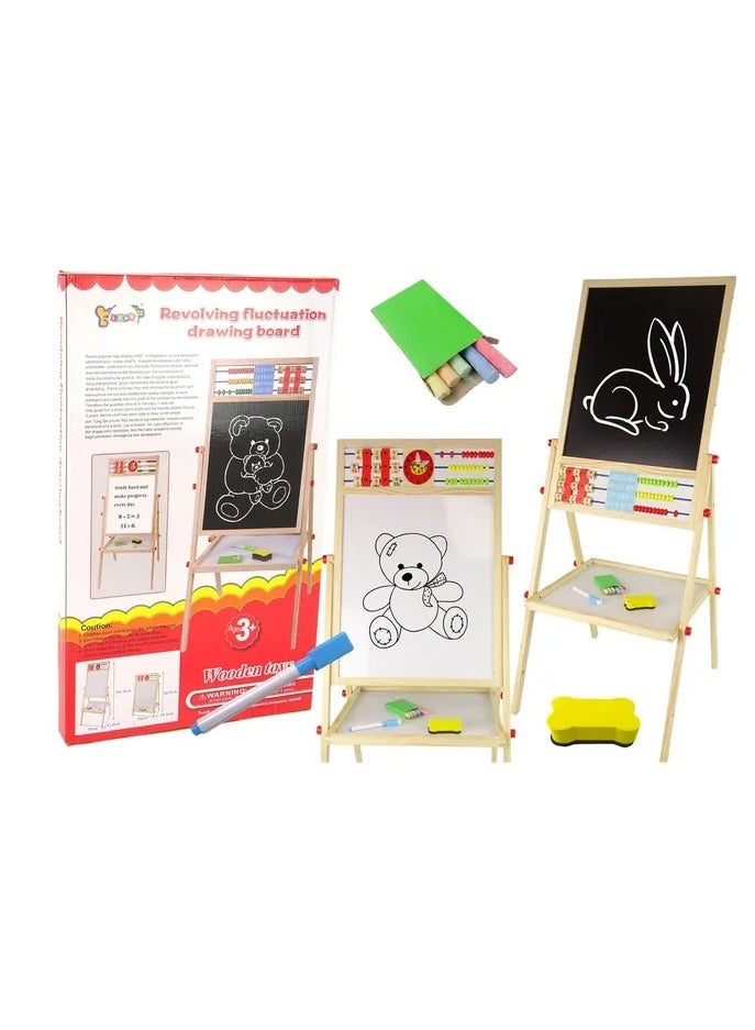 Wooden Art Easel for Kids, Kids Easel Double Sided Easel Standing, 4 in 1 White Board & Magnetic Drawing Board & Tabletop Easel, Dry Erase White Board & Paper Roll Paint Art Set for Kids