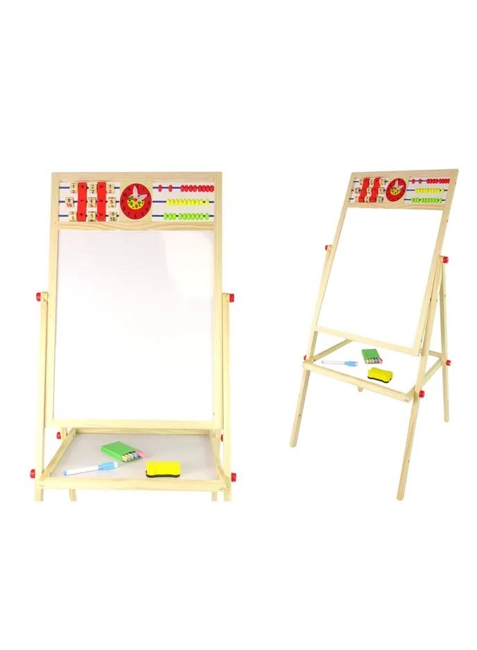 Wooden Art Easel for Kids, Kids Easel Double Sided Easel Standing, 4 in 1 White Board & Magnetic Drawing Board & Tabletop Easel, Dry Erase White Board & Paper Roll Paint Art Set for Kids