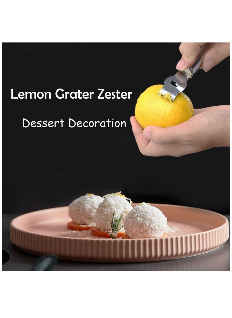 3 Pieces Lemon Zest Peeler for Cocktails Stainless Steel Orange Rind Peeler Tool Orange Citrus Twist Peeler with Channel Knife Kitchen Accessories Knife Tool for Kitchen & Bar, Dishwasher Safe