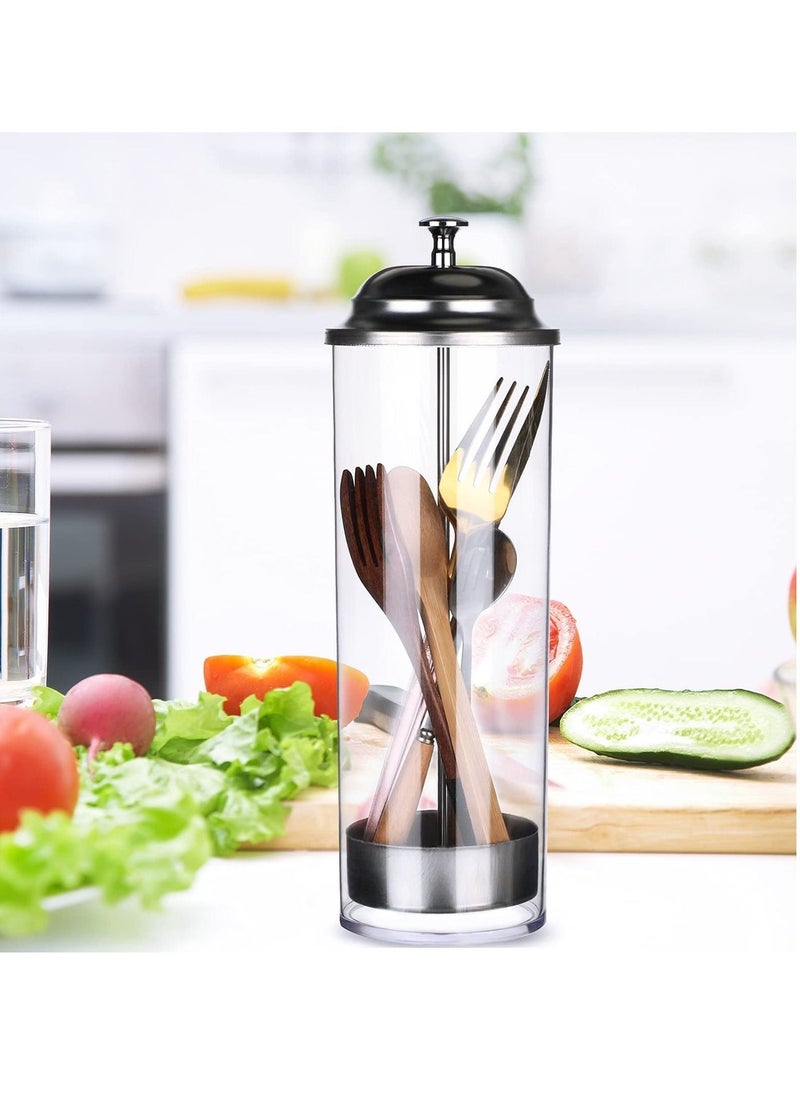 Straw Dispenser, Stainless Steel Plastic Drinking Straw Organizer Container with Lid, Transparent Drinking Straw Holder (27cm / 10.6in, Drinking Straw is Not Include)