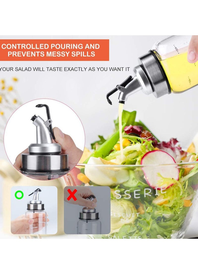 2 Pack Olive Oil Dispenser Bottle, 500ml Vinegar Dispensing Cruets With Dripless Capped Spout, No Drip, Liquid Condiment Container, Glass Decanter for Kitchen & BBQ with Degree Scale