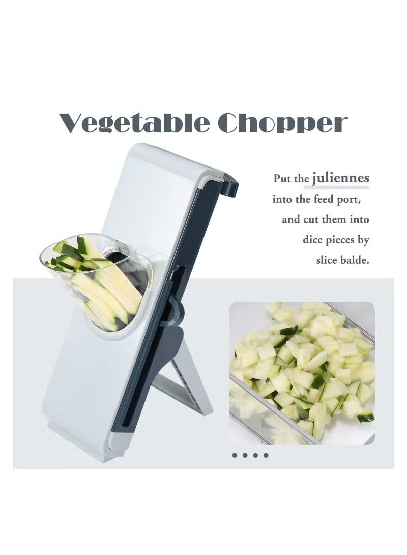Mandoline Slicer for Kitchen, 4 IN 1 Safe Vegetable Chopper Adjustable Food Slicer Julienne Slicer Kitchen Gadget for Potato, Onion, Cucumber, Carrot, Meat (Blue)