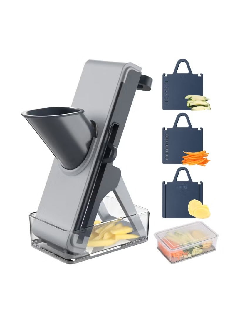 Mandoline Slicer for Kitchen, 4 IN 1 Safe Vegetable Chopper Adjustable Food Slicer Julienne Slicer Kitchen Gadget for Potato, Onion, Cucumber, Carrot, Meat (Blue)