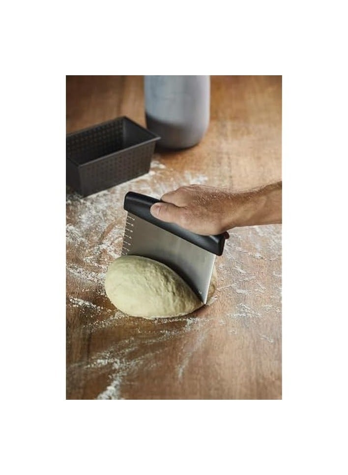 Stainless Steel Bench Scraper Dough Cutter Bread Pizza Pastry Cookie Cake Smoother with Measuring Scale Cutting Knife