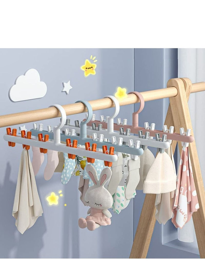 2 Pack Windproof Sock Clips Hanger, Clothes Sock Underwear Clips Space Saving Windproof Drying Racks with 360° Swivel Hook and Strong ClipsClothespins for Home Travel