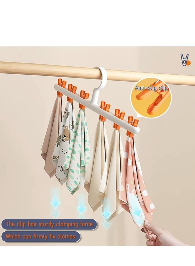 2 Pack Windproof Sock Clips Hanger, Clothes Sock Underwear Clips Space Saving Windproof Drying Racks with 360° Swivel Hook and Strong ClipsClothespins for Home Travel