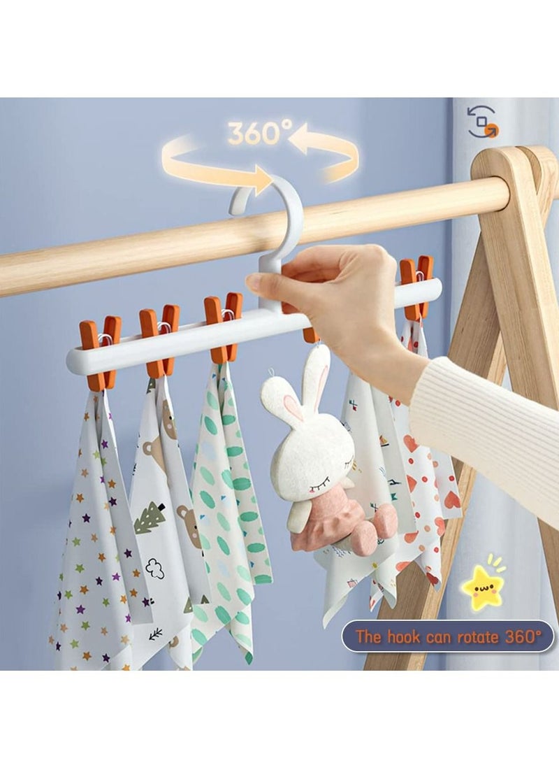 2 Pack Windproof Sock Clips Hanger, Clothes Sock Underwear Clips Space Saving Windproof Drying Racks with 360° Swivel Hook and Strong ClipsClothespins for Home Travel