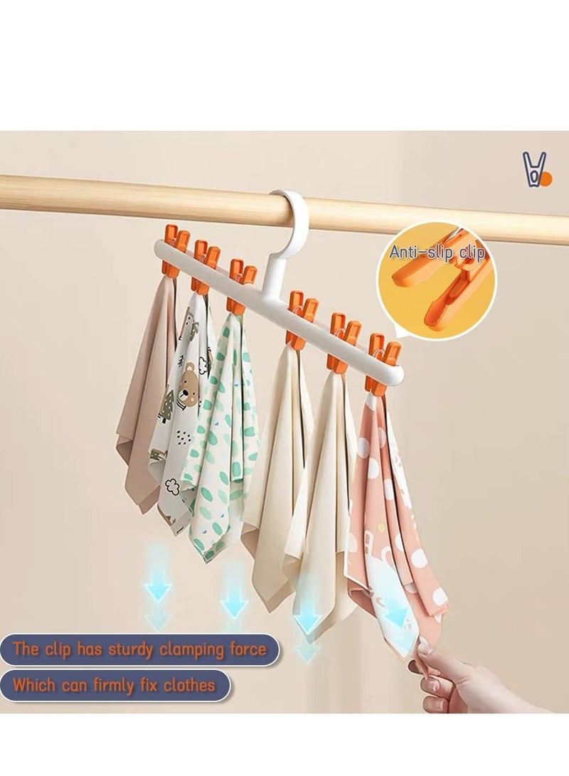 2 Pack Windproof Sock Clips Hanger, Clothes Sock Underwear Clips Space Saving Windproof Drying Racks with 360° Swivel Hook and Strong ClipsClothespins for Home Travel