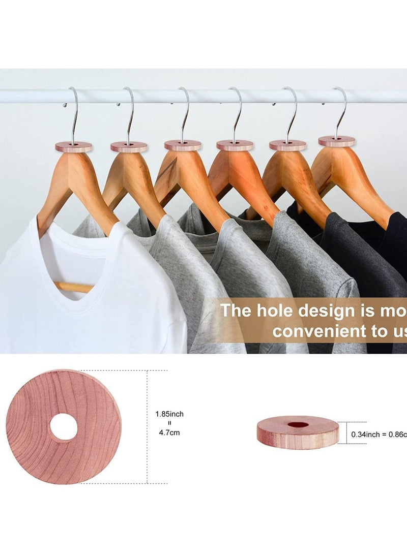 Cedar Rings for Hangers Blocks for Clothes Storage 100% Natural Aromatic Wood for Closets and Drawers Accessories Freshener 24-Pack