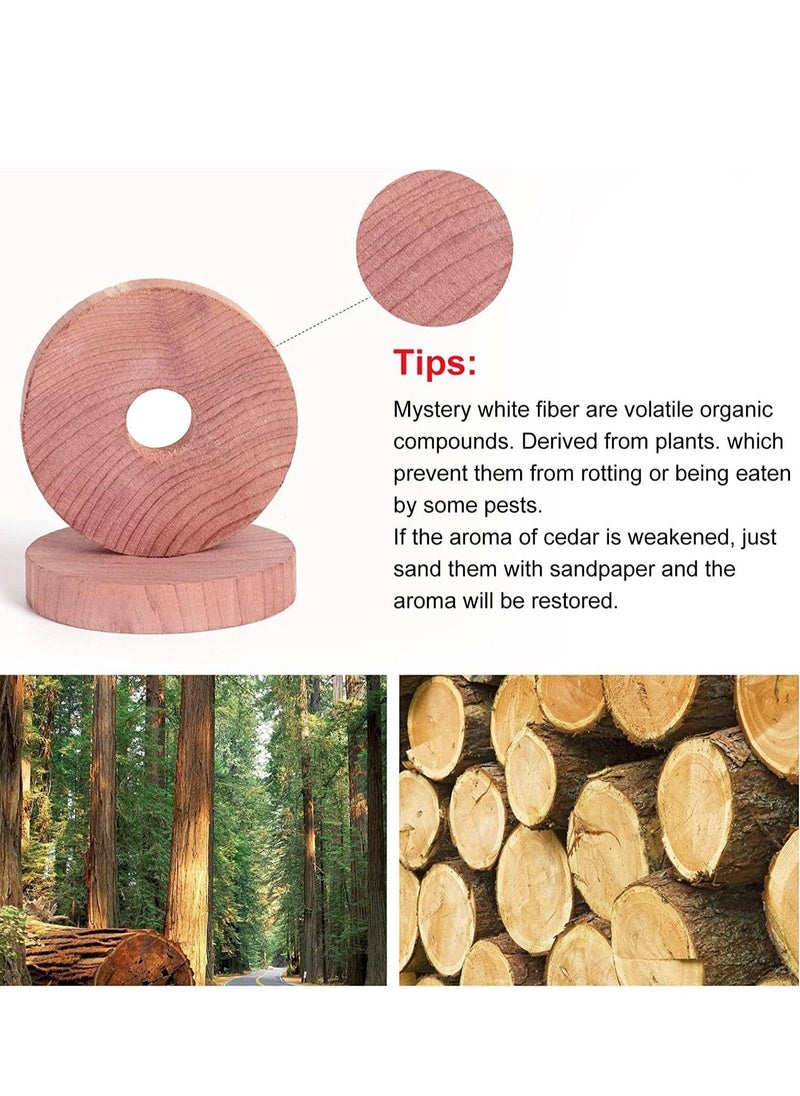 Cedar Rings for Hangers Blocks for Clothes Storage 100% Natural Aromatic Wood for Closets and Drawers Accessories Freshener 24-Pack