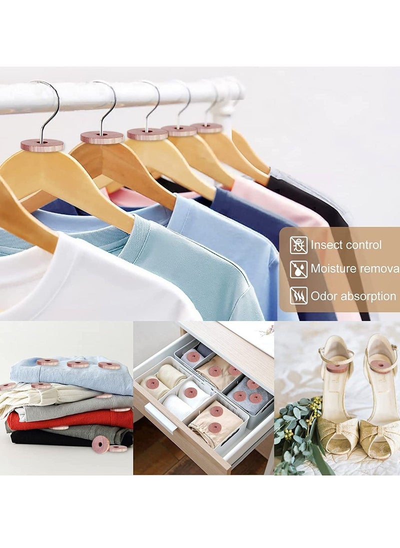 Cedar Rings for Hangers Blocks for Clothes Storage 100% Natural Aromatic Wood for Closets and Drawers Accessories Freshener 24-Pack