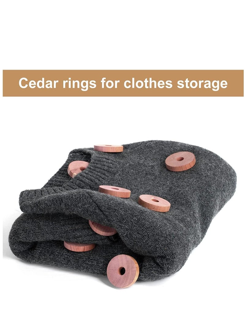 Cedar Rings for Hangers Blocks for Clothes Storage 100% Natural Aromatic Wood for Closets and Drawers Accessories Freshener 24-Pack
