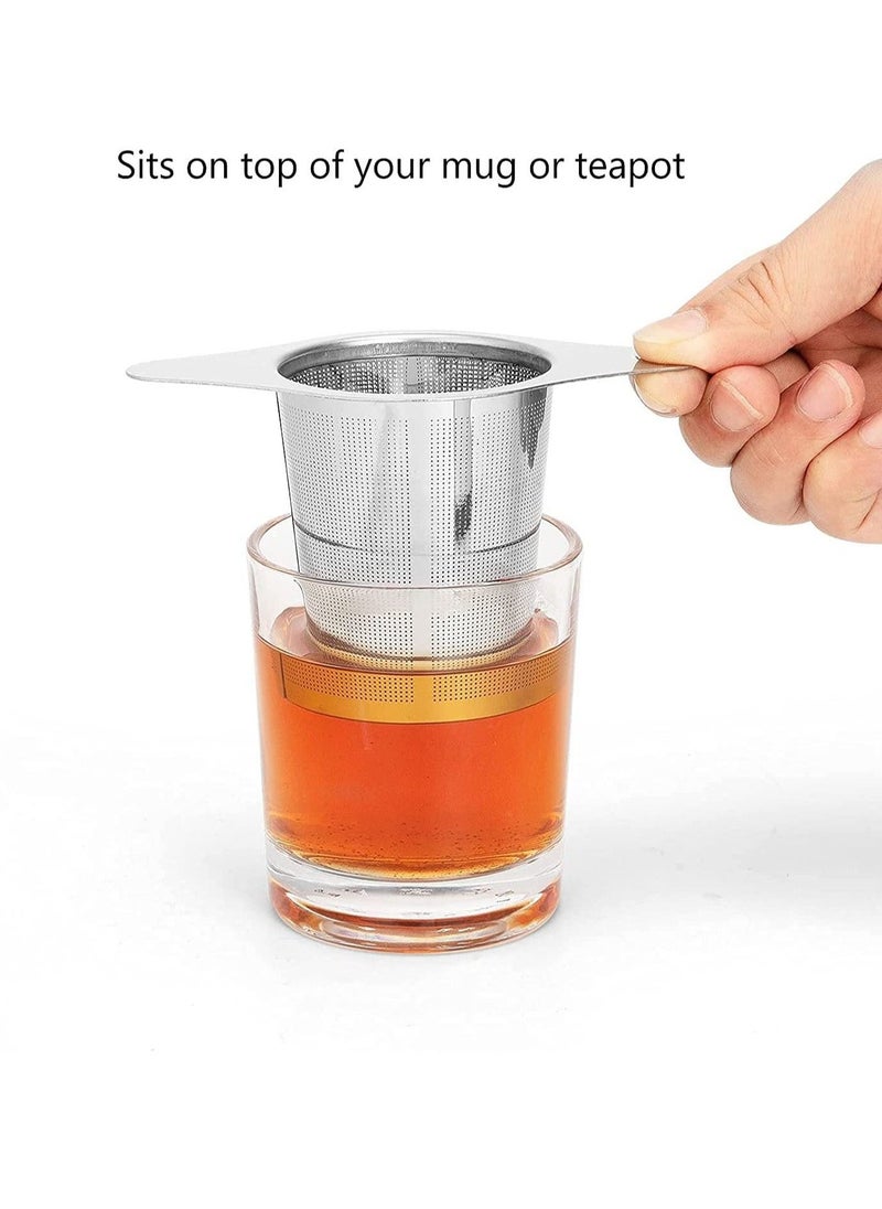 Tea Infuser Stainless Steel, Premium  Strainer with Two Handles and Large Capacity for Loose Leaf, Classic Metal Mesh Filter for Cups, Mugs, Teapots, and Coffee