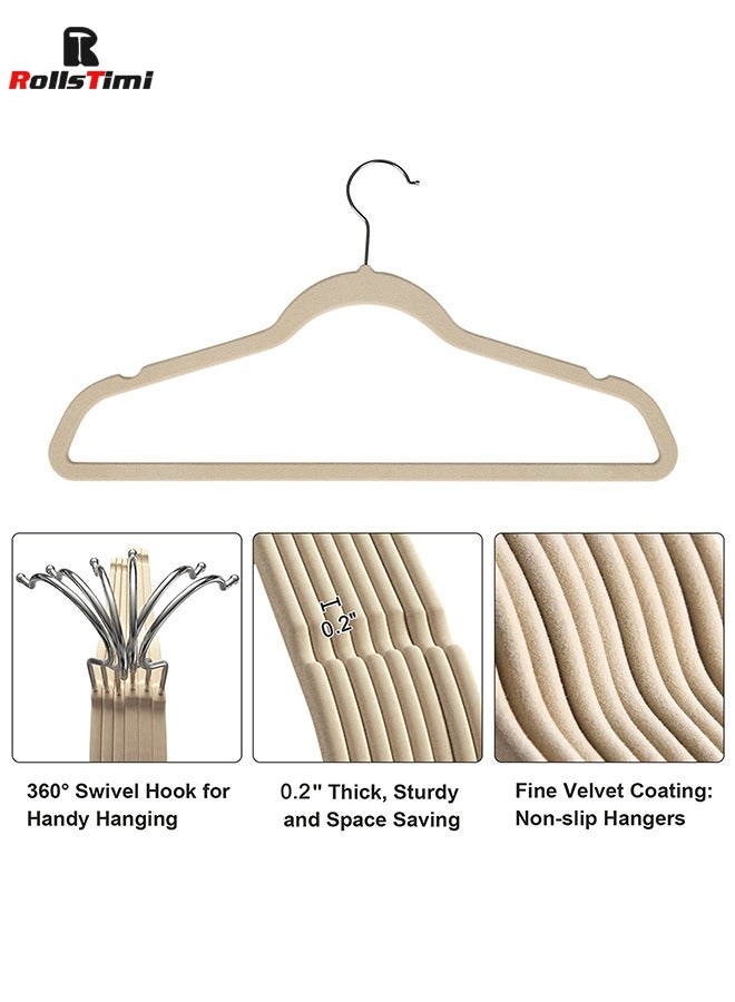 100-Piece Non-Slip Velvet 360 Degree Swivel Hangers Set Ivory