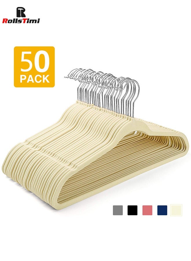 50-Piece Non-Slip Velvet 360 Degree Swivel Hangers Set Ivory