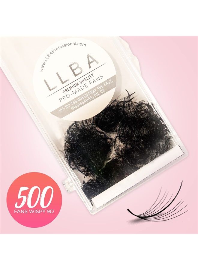 Promade Wispy Lash Extensions 9D 0.05, 100% Handmade Eyelashes Volume Fans, C Cc D Curls, 9-17 Mm Length, Long-Lasting, Easy Application (C 11 mm)