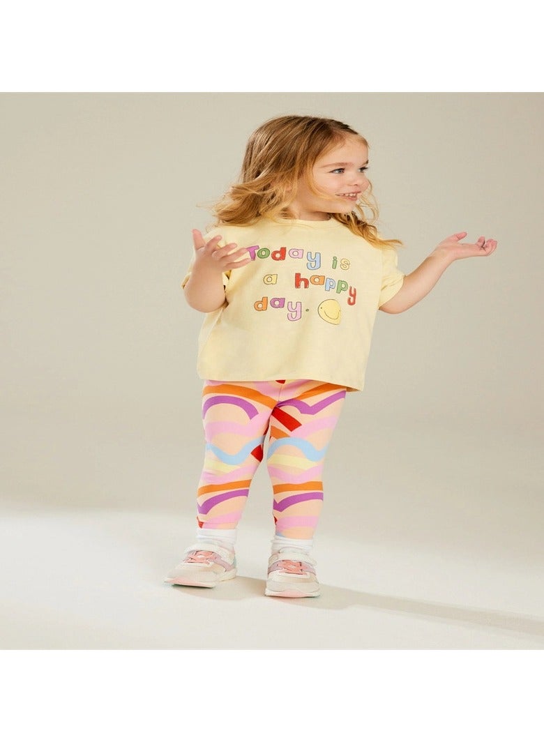 Girls Summer Short Sleeve Long Pants Two-piece Set