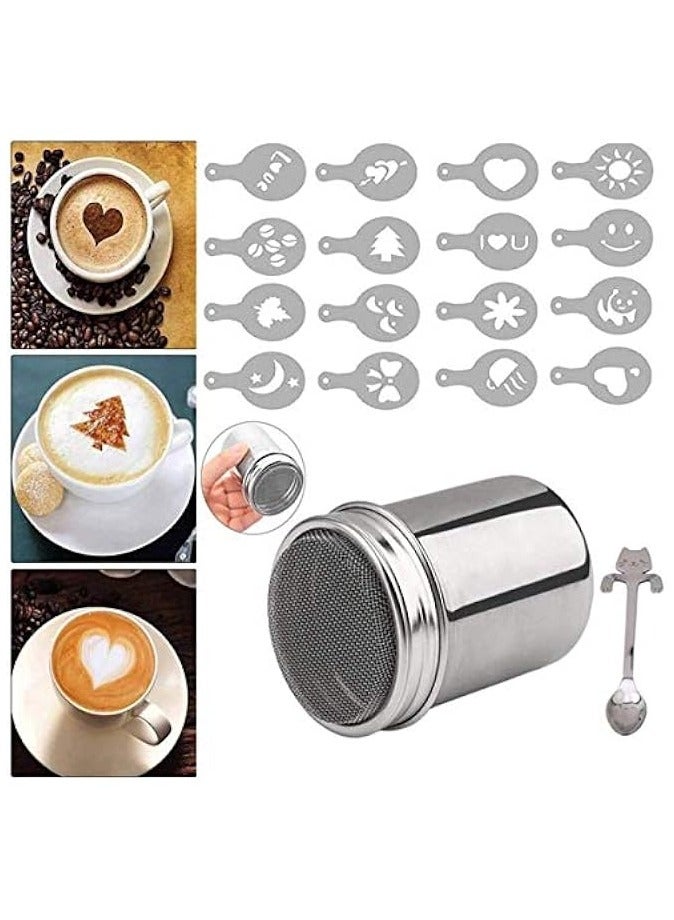 Chocolate Shaker Cappuccino Stainless Steel 16 Coffee Cappuccino Latte Decorating Stencils