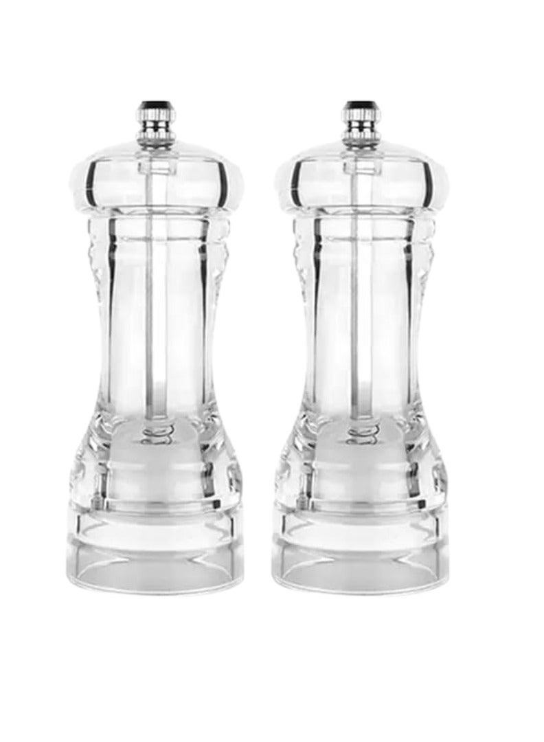 Acrylic Salt and Pepper Mills, Manual Pepper Grinder Set, 18cm x 6cm, Set of 2