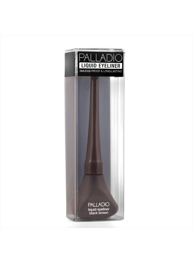 Liquid Eyeliner, Highly Pigmented and Waterproof Eyeliner, For Intense Eye Definition, Smear-proof Eyeliner Liquid, Includes Easy Grip Wand and Felt Tip Eyeliner Applicator, Black Brown