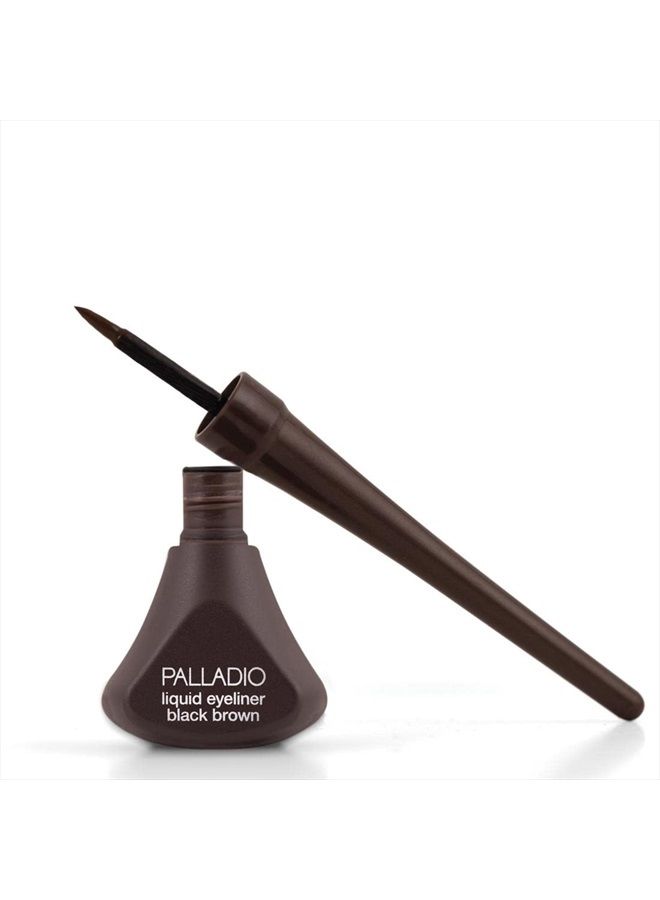 Liquid Eyeliner, Highly Pigmented and Waterproof Eyeliner, For Intense Eye Definition, Smear-proof Eyeliner Liquid, Includes Easy Grip Wand and Felt Tip Eyeliner Applicator, Black Brown