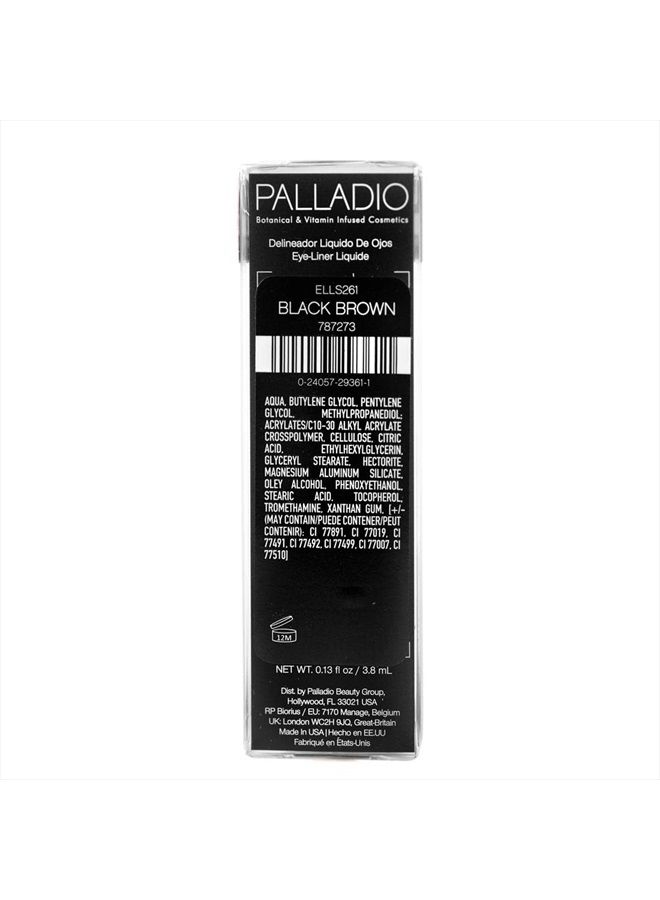 Liquid Eyeliner, Highly Pigmented and Waterproof Eyeliner, For Intense Eye Definition, Smear-proof Eyeliner Liquid, Includes Easy Grip Wand and Felt Tip Eyeliner Applicator, Black Brown