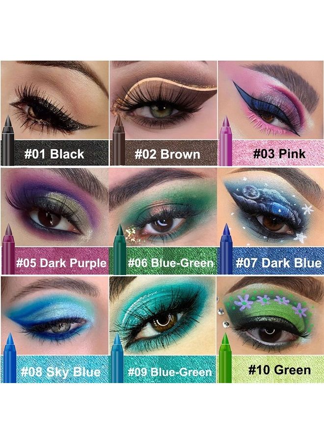 15 Colorful Eyeliner Pen Set, Eye Shadow Pencil, Pearl Eyeliner Kit Metallic Eyeliner Pencil Glitter Eyeliner for Women Eye&Lip Liner Professional Colorful Eyeliner Eye Color Eye Makeup Set(15PCS)